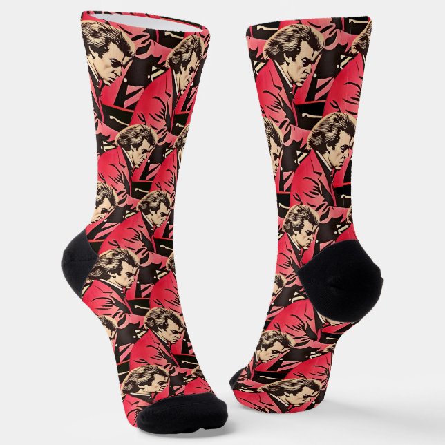 Beethoven Portrait minimalist style Socks (Angled)