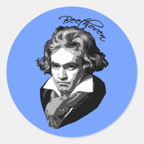 Beethoven Portrait on T shirts Mugs Gifts Classic Round Sticker
