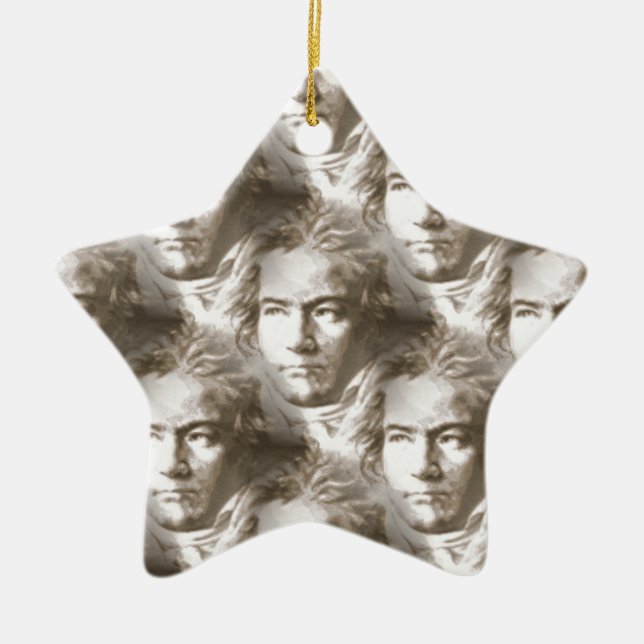 Beethoven Portrait Pattern Ceramic Ornament (Front)