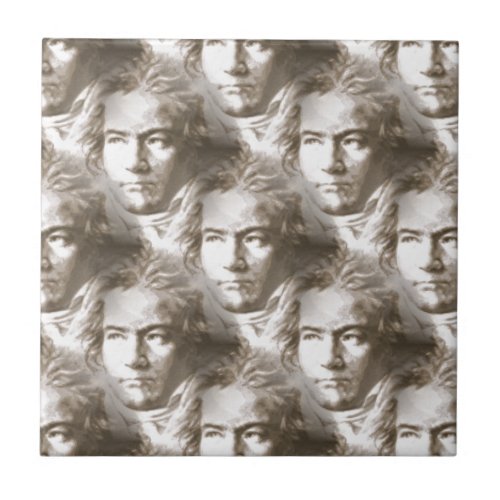 Beethoven Portrait Pattern Ceramic Tile