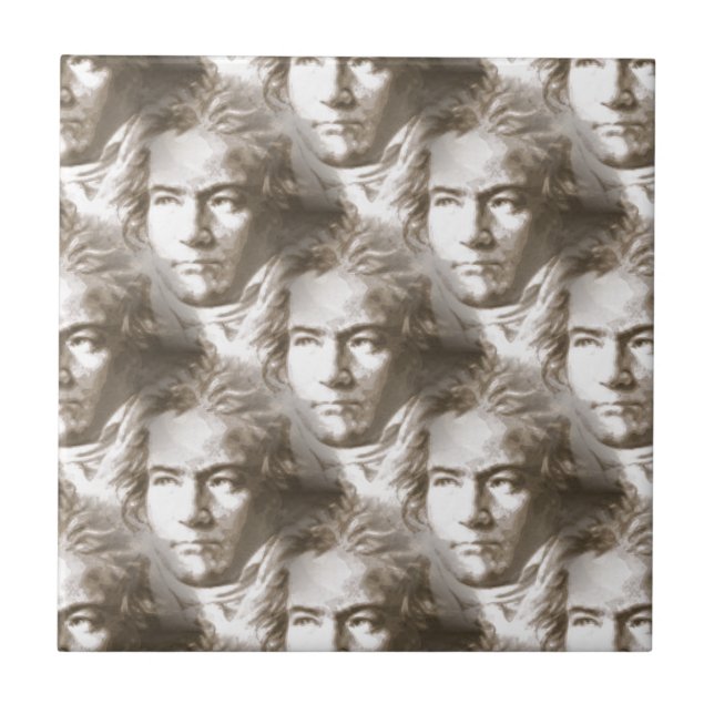 Beethoven Portrait Pattern Ceramic Tile (Front)