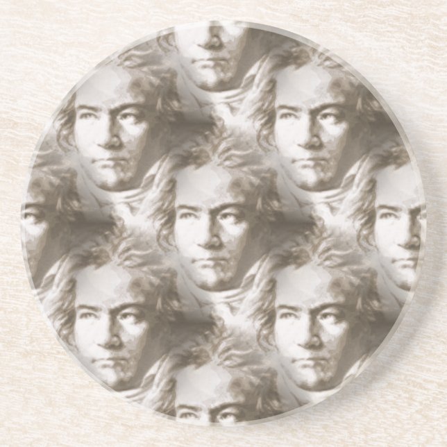 Beethoven Portrait Pattern Drink Coaster (Front)