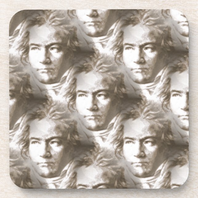 Beethoven Portrait Pattern Drink Coaster (Front)