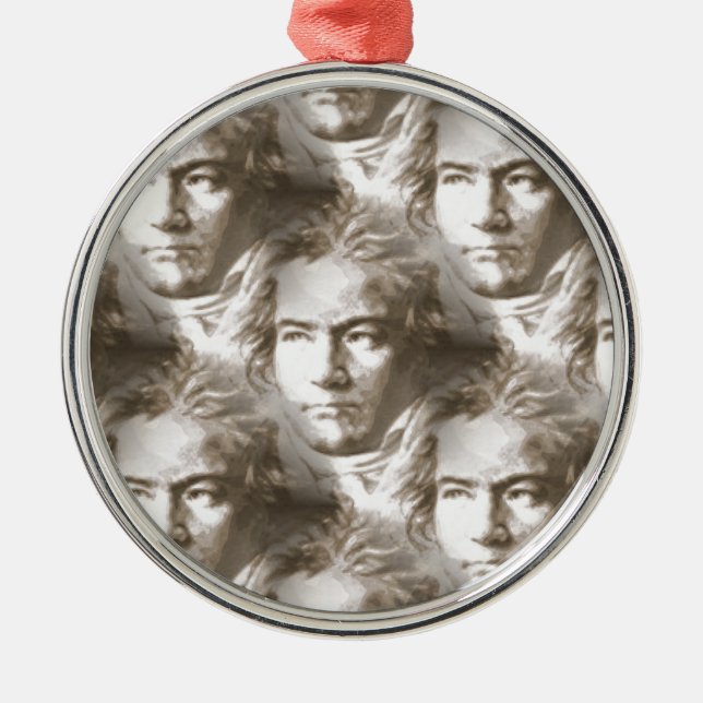 Beethoven Portrait Pattern Metal Ornament (Front)
