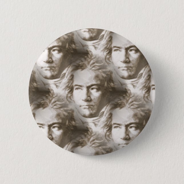 Beethoven Portrait Pattern Pinback Button (Front)