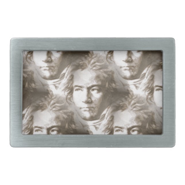 Beethoven Portrait Pattern Rectangular Belt Buckle (Front)