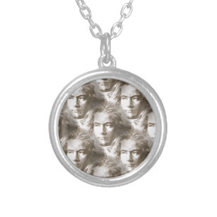 Beethoven Portrait Pattern Silver Plated Necklace