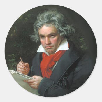 Beethoven Portrait Vintage Classic Round Sticker by encore_arts at Zazzle