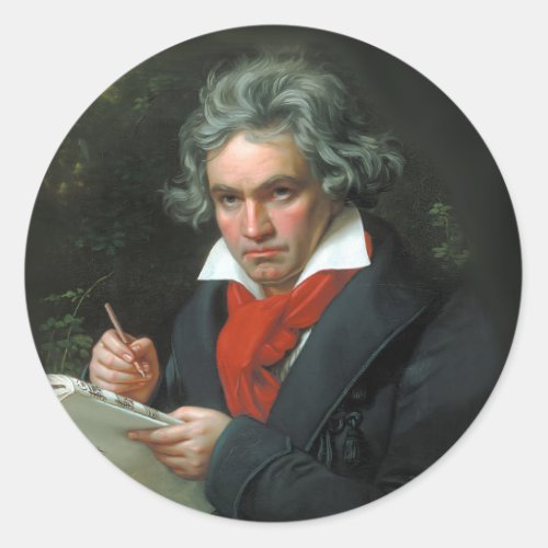 Beethoven Portrait Vintage Classic Round Sticker