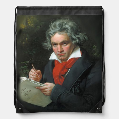 Beethoven Portrait Vintage Drawstring Bag