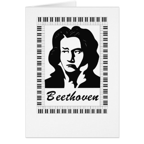 beethoven portrait with piano key frame