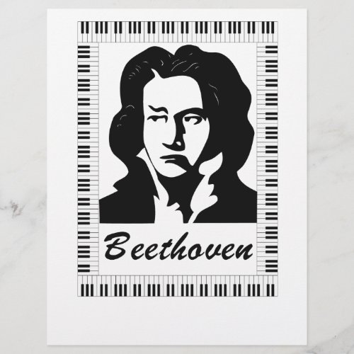 beethoven portrait with piano key frame