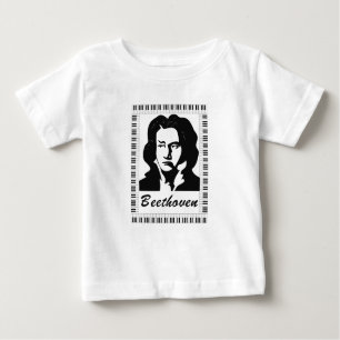 beethoven portrait with piano key frame baby T-Shirt