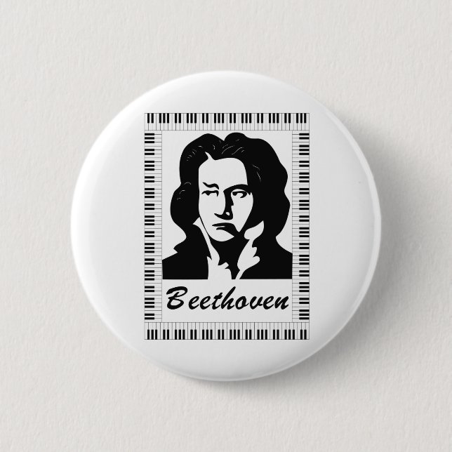 beethoven portrait with piano key frame button (Front)