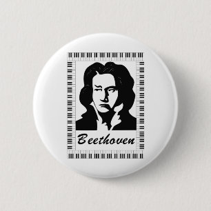 beethoven portrait with piano key frame button