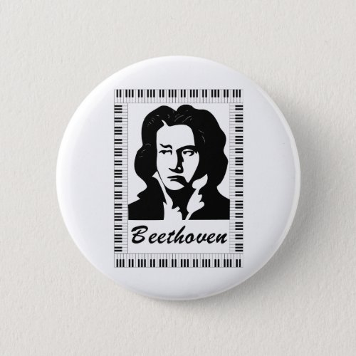 beethoven portrait with piano key frame button