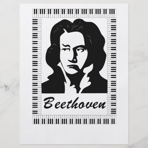 beethoven portrait with piano key frame flyer