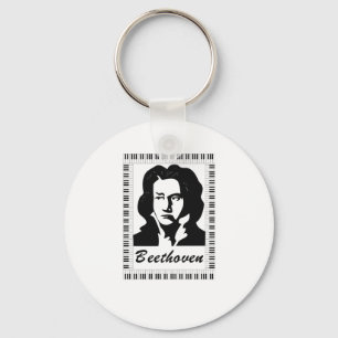 beethoven portrait with piano key frame keychain