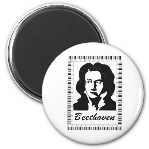 beethoven portrait with piano key frame magnet