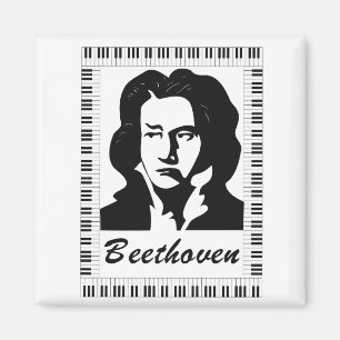 beethoven portrait with piano key frame magnet