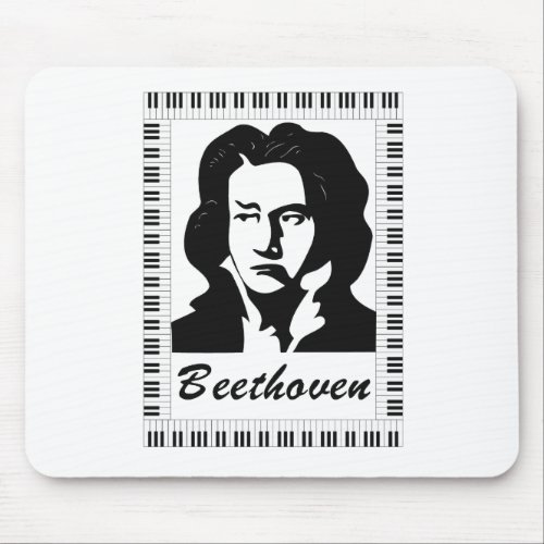 beethoven portrait with piano key frame mouse pad