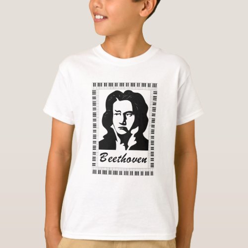 beethoven portrait with piano key frame T_Shirt