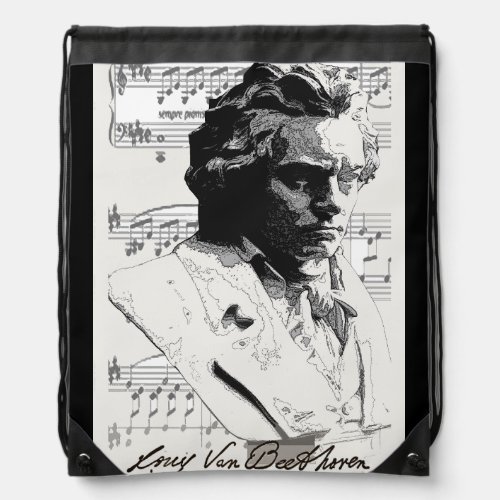 Beethoven Portrait with Sonata   Drawstring Bag