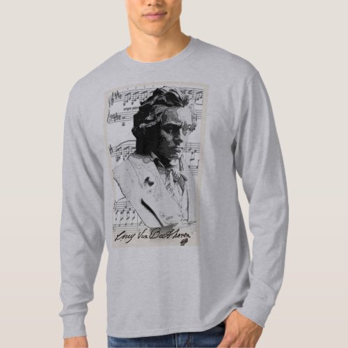 Beethoven Portrait with Sonata  T_Shirt