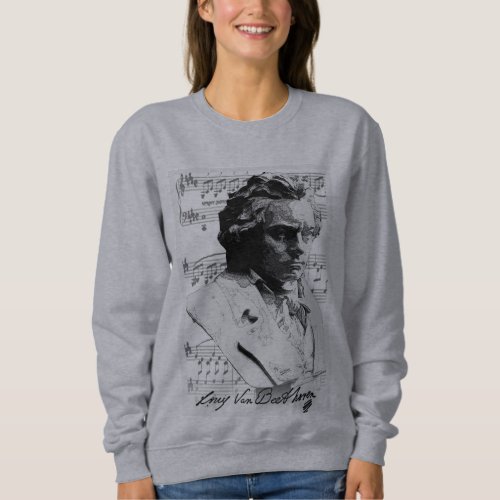 Beethoven Portrait with Sonata  T_Shirt Sweatshirt