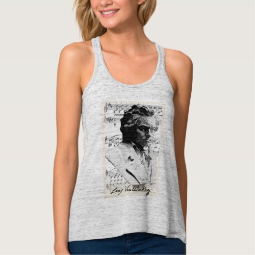 Beethoven Portrait with Sonata  T_Shirt Tank Top