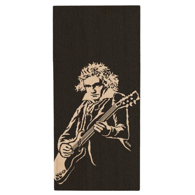 Beethoven Rock! Wood USB Flash Drive (Front Vertical)