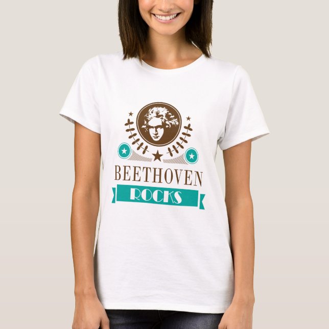 Beethoven Rocks Music Lover T-shirt (Front)
