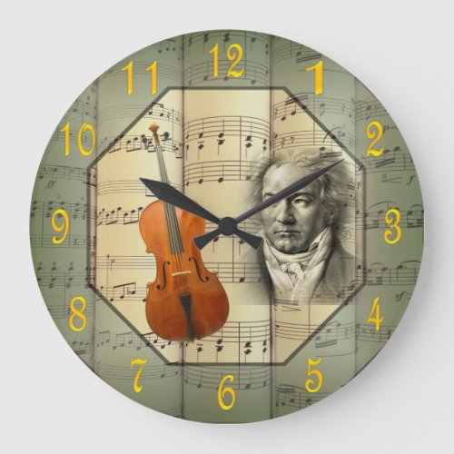 Beethoven  Symphony Orchestra Cello   Large Clock