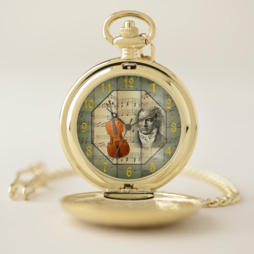 Beethoven  Symphony Orchestra Cello    Pocket Watch