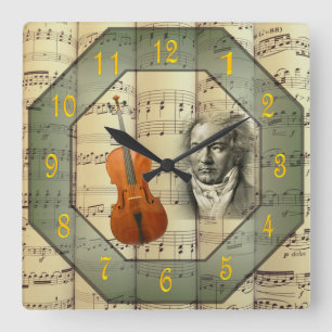 Beethoven ~ Symphony Orchestra ~ Cello ~ Square Wall Clock