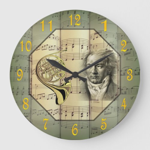 Beethoven  Symphony Orchestra French Horn  Large Clock