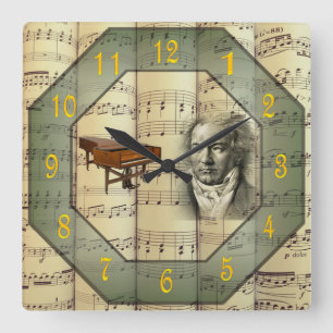 Beethoven ~ Symphony Orchestra ~ Piano ~ Square Wall Clock