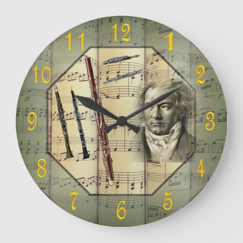 BeethovenSymphony OrchestraWoodwind Instruments Large Clock