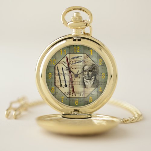 BeethovenSymphony OrchestraWoodwind Instruments Pocket Watch