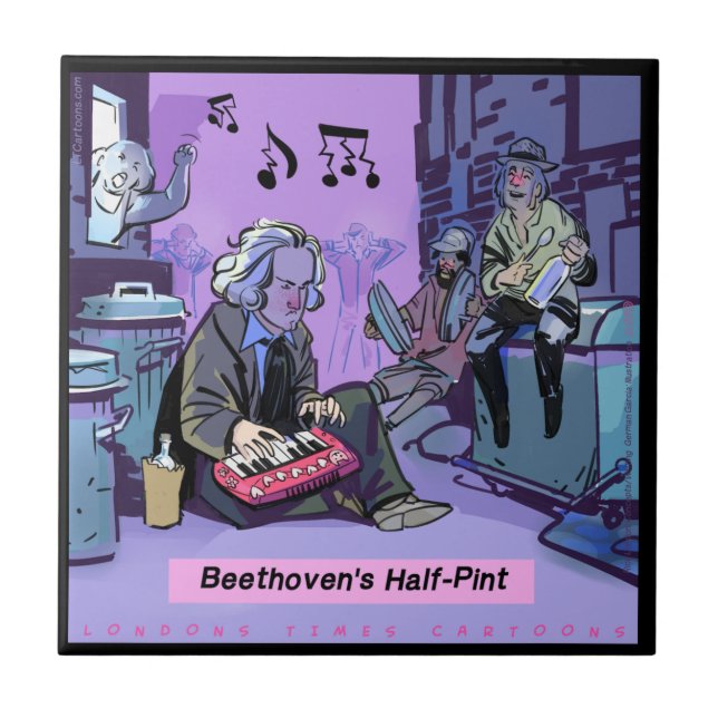 Beethoven's Half Pint Funny Ceramic Tile (Front)