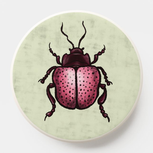 Beetle Art Entomology Cute Pink Insect PopSocket (Popsocket)