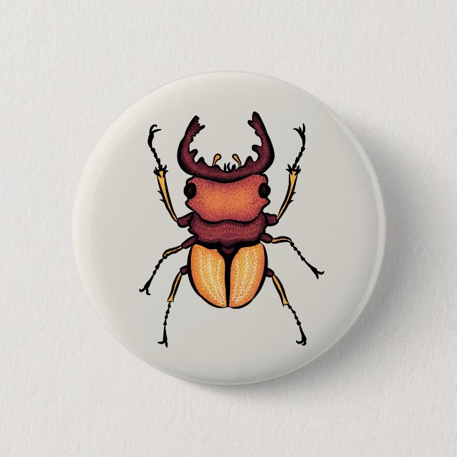 Beetle Art Entomology Insect Poster Button (Front)