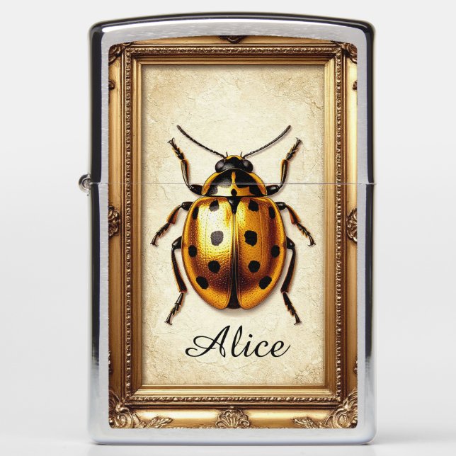 Beetle Artwork in Ornate Frame Zippo Lighter (Front)