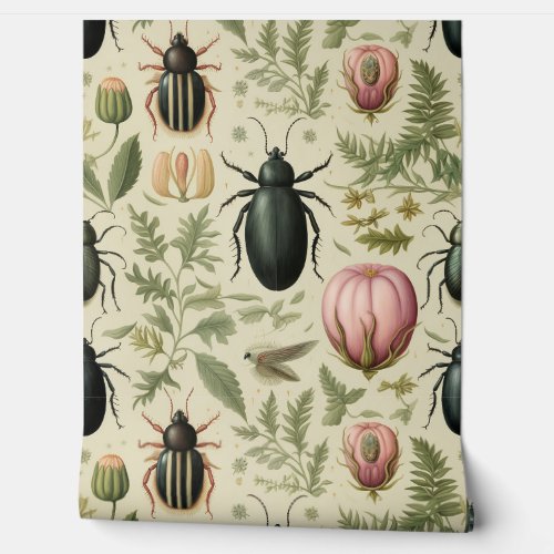 Beetle Ballet Botanical Wallpaper