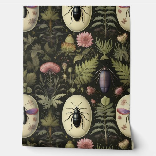 Beetle Ballet Botanical Wallpaper