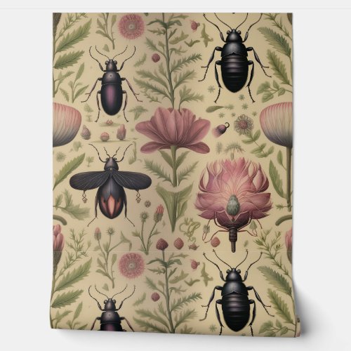 Beetle Ballet Botanical Wallpaper