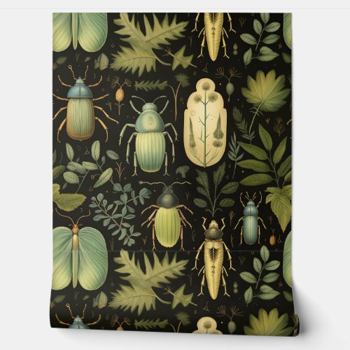 Beetle Ballet Botanical Wallpaper