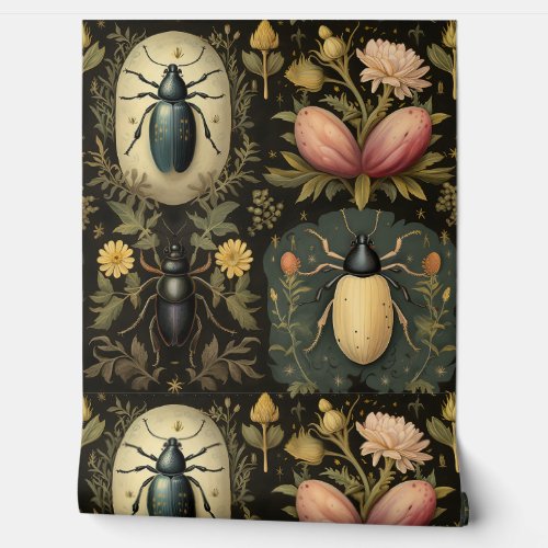 Beetle Ballet Botanical Wallpaper