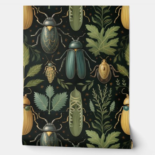 Beetle Ballet Botanical Wallpaper