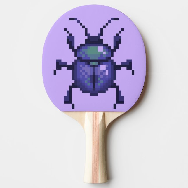 Beetle beetle, purple pixel art ping pong paddle (Front)
